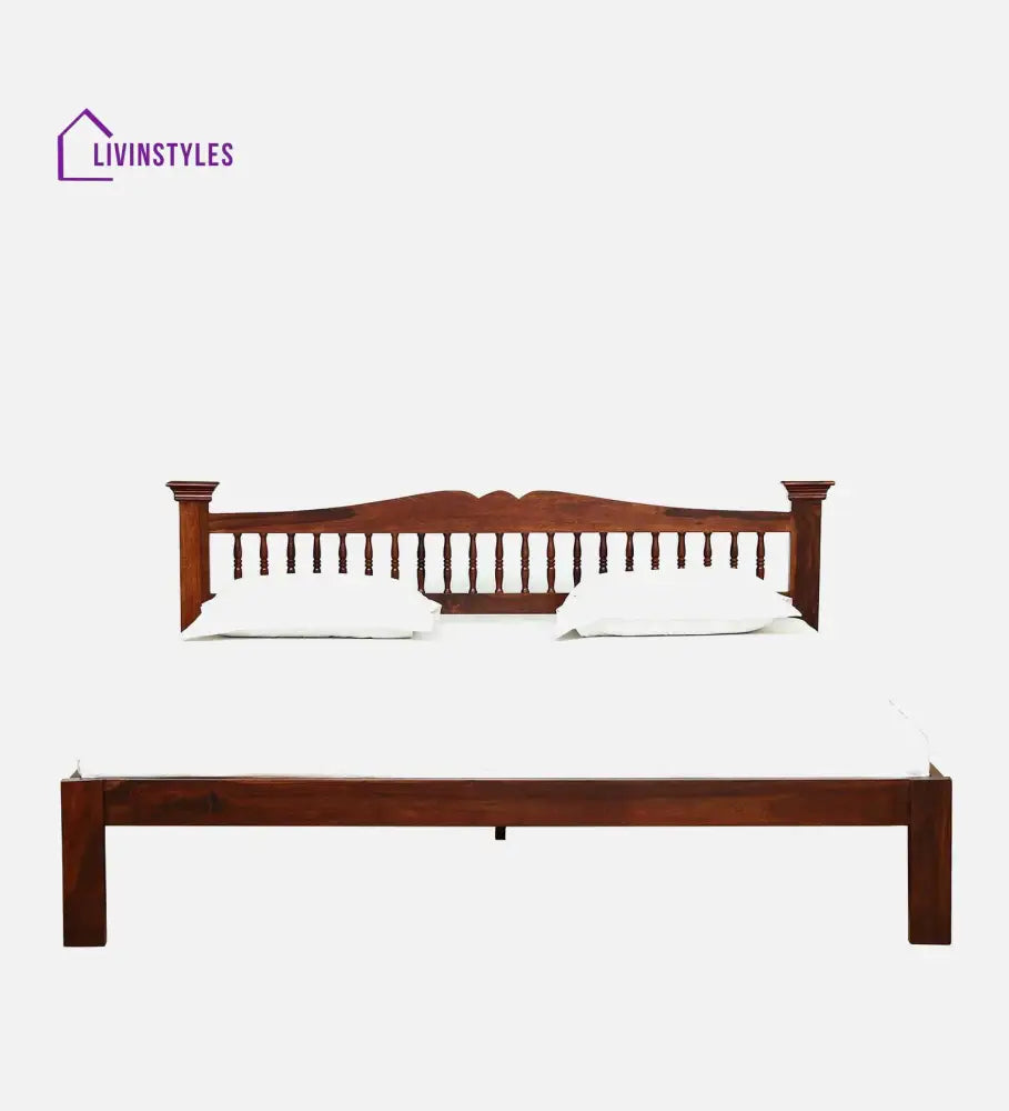 Ruturaj Sheesham Wood King Size Bed In Honey Finish