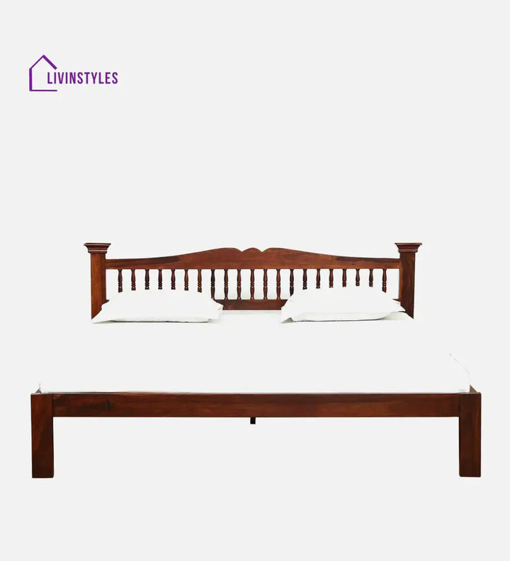 Ruturaj Sheesham Wood King Size Bed In Honey Finish