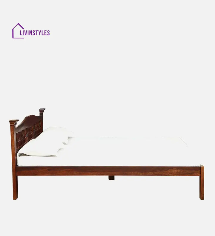 Ruturaj Sheesham Wood King Size Bed In Honey Finish