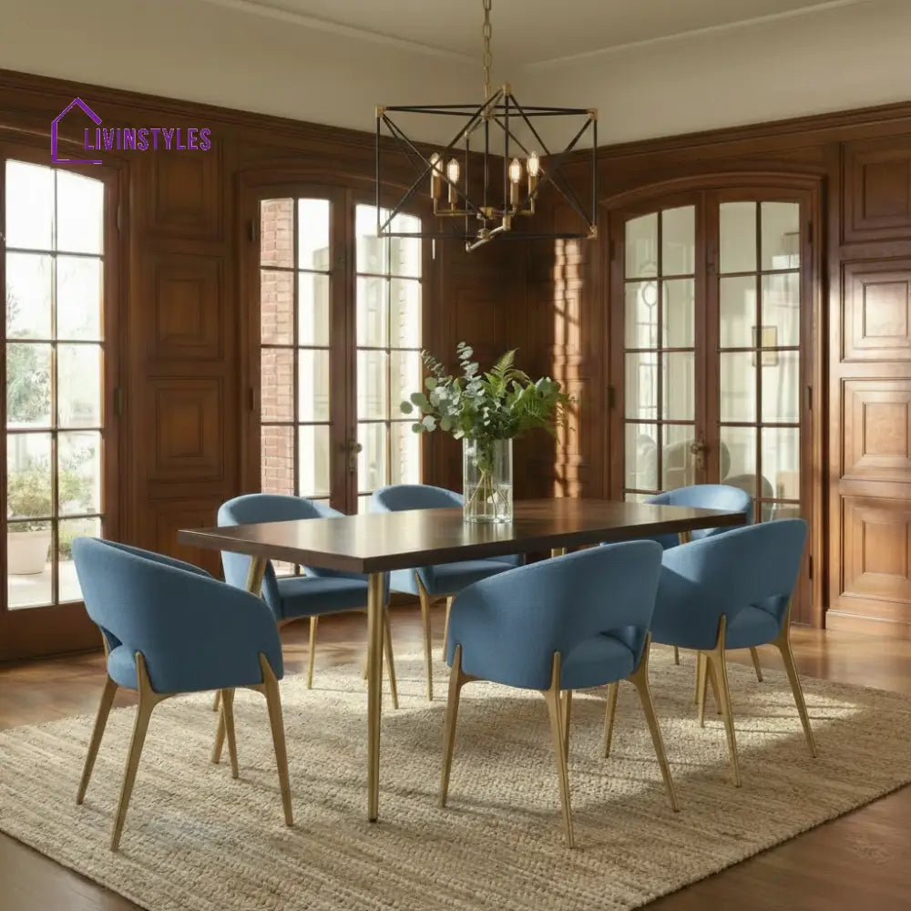 Ryan Slat 6 Seater Dining Table | MS Legs and Mango Wood Top - Furniture