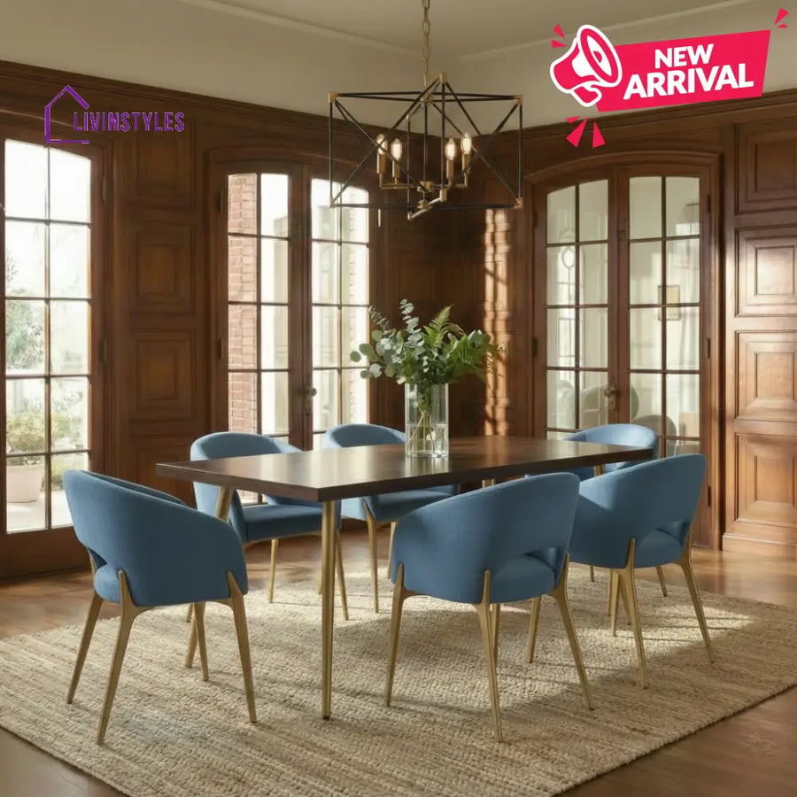 Ryan Slat 6 Seater Dining Table | MS Legs and Mango Wood Top - Furniture