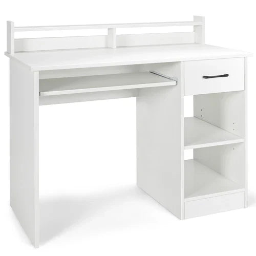 22" Wide Computer Desk Writing Study Laptop Table w/Drawer & Keyboard Trayy White