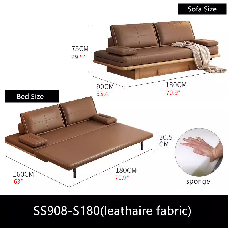 Tatami Pull Out Sofa Bed With Underneath Storage Drawers S180 / BROWN(LEATHAIRE FABRIC) SOFA BED