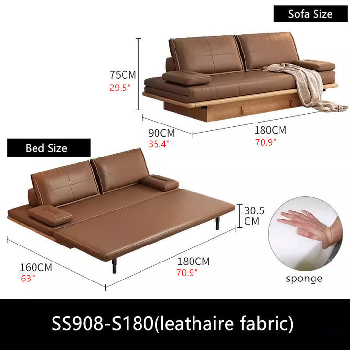 Tatami Pull Out Sofa Bed With Underneath Storage Drawers S180 / BROWN(LEATHAIRE FABRIC) SOFA BED