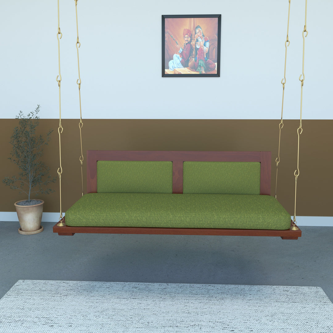 Bhavya Modern Indoor Swing with Cushioned Seating – Contemporary Wooden Jhula