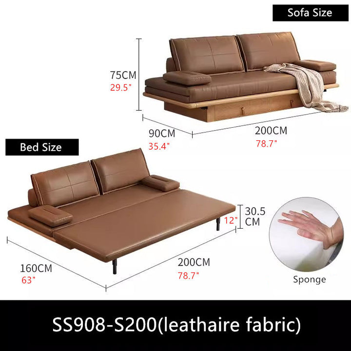 Tatami Pull Out Sofa Bed With Underneath Storage Drawers S200 / BROWN(LEATHAIRE FABRIC) SOFA BED
