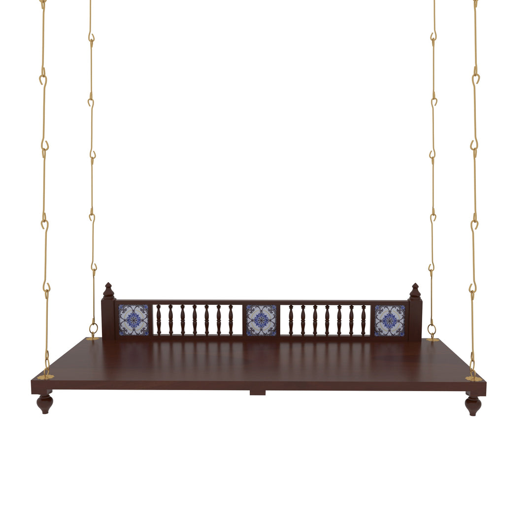 Daivi Elegant Wooden Jhula for Home | Handcrafted Indoor Swing with Brass Chains