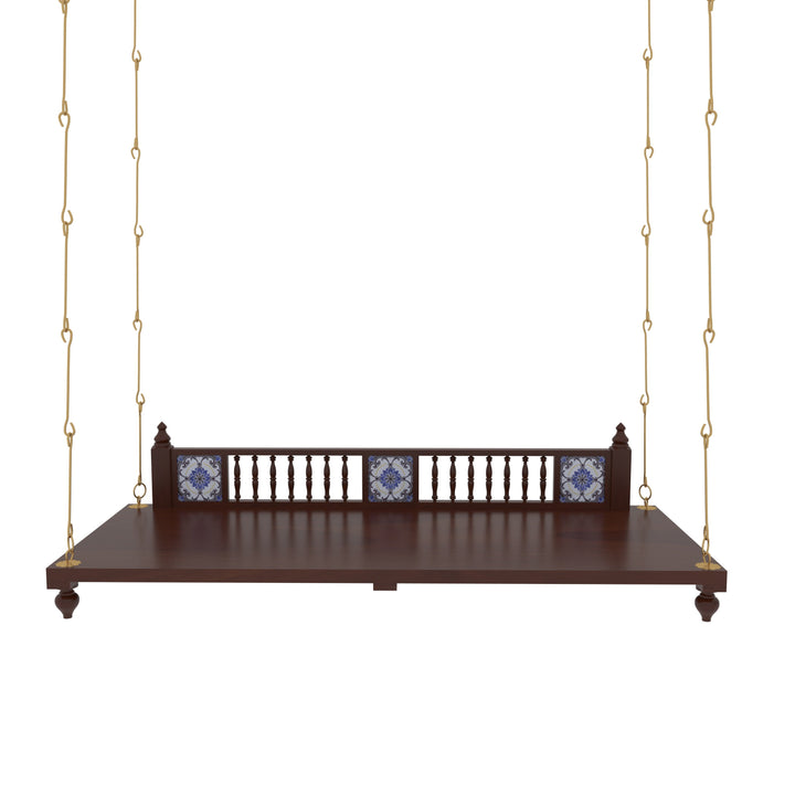 Daivi Elegant Wooden Jhula for Home | Handcrafted Indoor Swing with Brass Chains