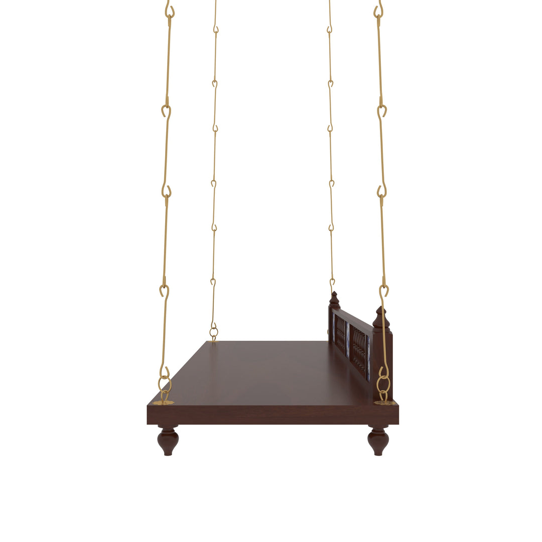 Daivi Elegant Wooden Jhula for Home | Handcrafted Indoor Swing with Brass Chains