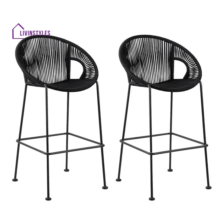 Saanvi 2-Piece Outdoor Rope Bar Chairs – Stylish Comfort Built to Last - Bar Chairs