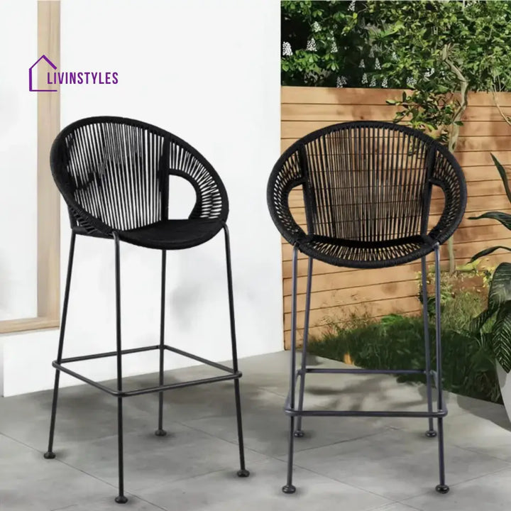 Saanvi 2-Piece Outdoor Rope Bar Chairs – Stylish Comfort Built to Last - Bar Chairs
