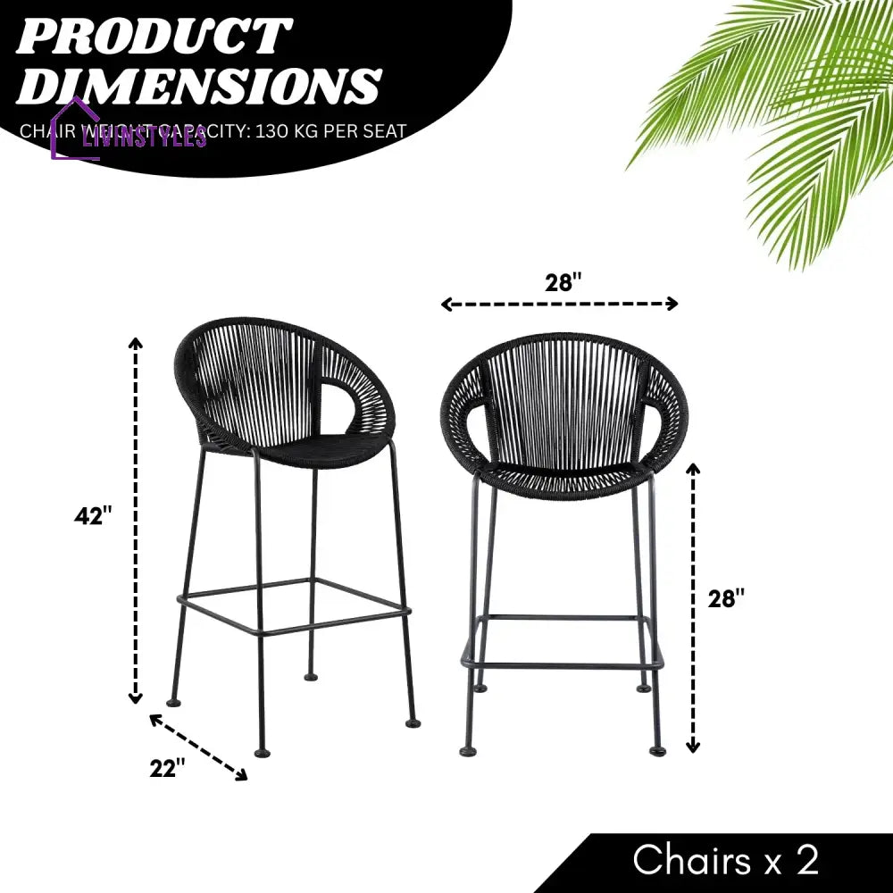 Saanvi 2-Piece Outdoor Rope Bar Chairs – Stylish Comfort Built to Last - Bar Chairs