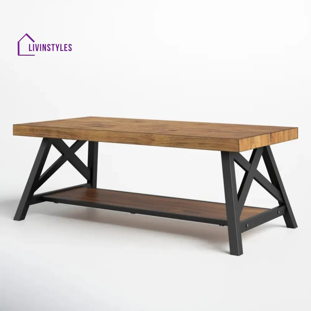 Saanvi Metal and Wooden Coffee Table for Living Room