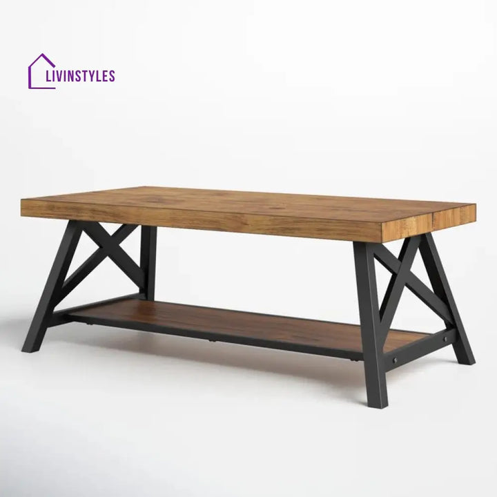 Saanvi Metal and Wooden Coffee Table for Living Room