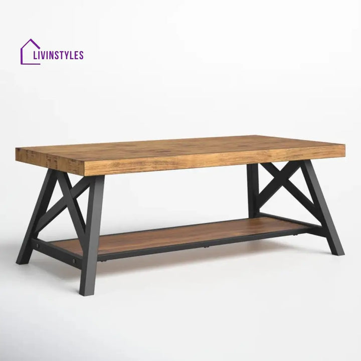 Saanvi Metal and Wooden Coffee Table for Living Room