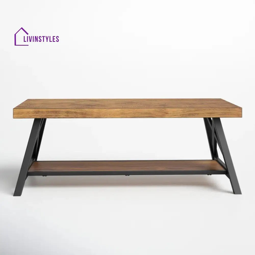 Saanvi Metal and Wooden Coffee Table for Living Room
