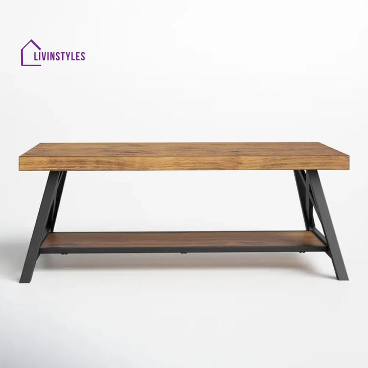 Saanvi Metal and Wooden Coffee Table for Living Room