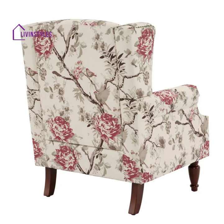 Saanvi Solid Wood and Fabric Arm Chair | Living Room Chair | Lounge Chair
