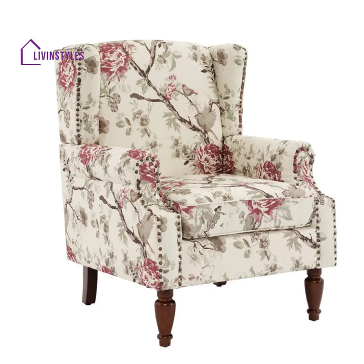 Saanvi Solid Wood and Fabric Arm Chair | Living Room Chair | Lounge Chair