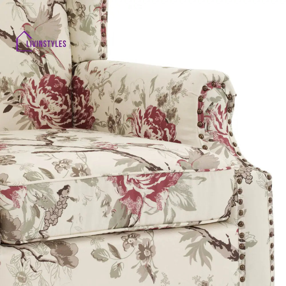 Saanvi Solid Wood and Fabric Arm Chair | Living Room Chair | Lounge Chair