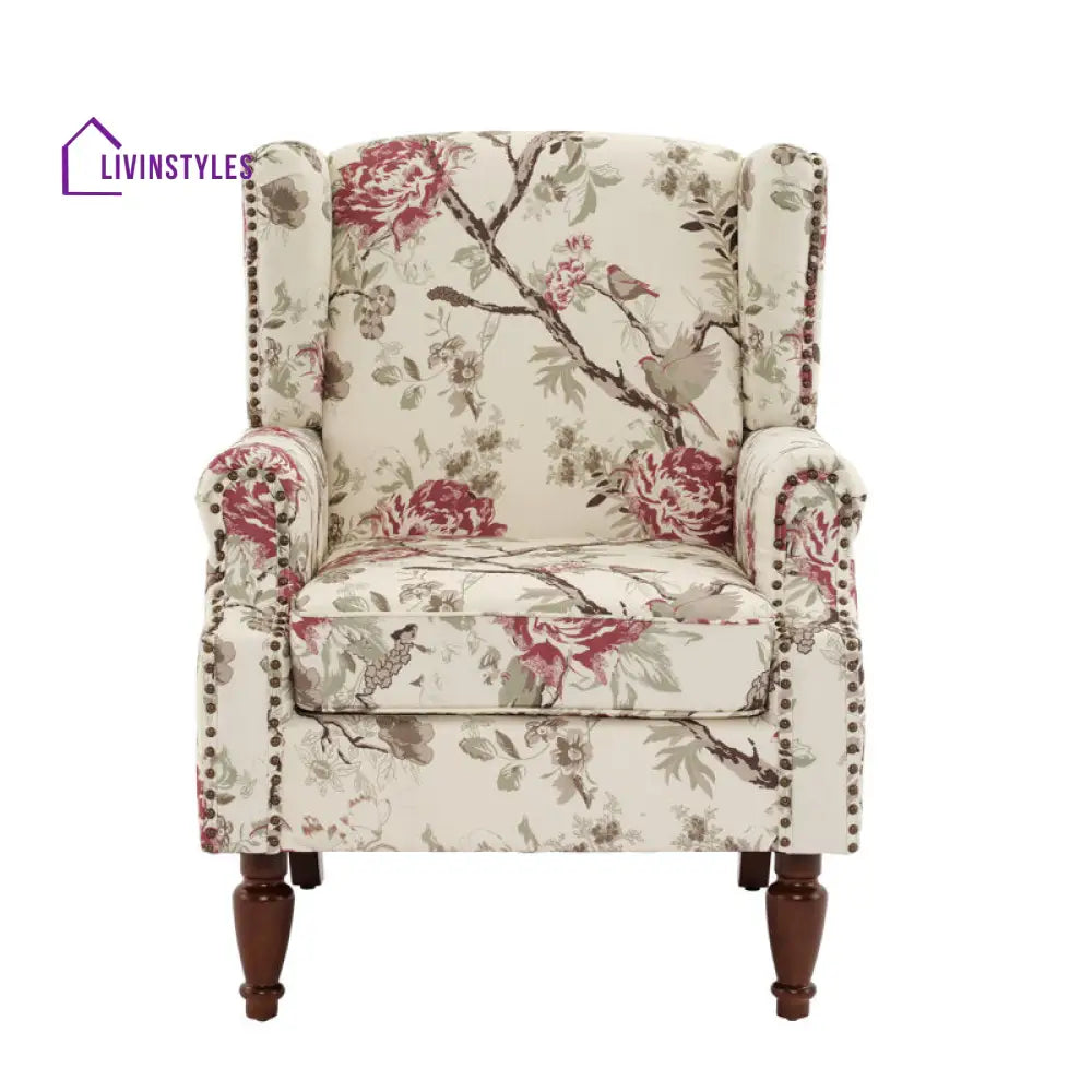 Saanvi Solid Wood and Fabric Arm Chair | Living Room Chair | Lounge Chair