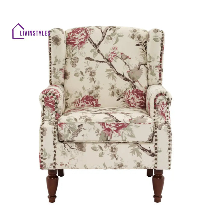 Saanvi Solid Wood and Fabric Arm Chair | Living Room Chair | Lounge Chair