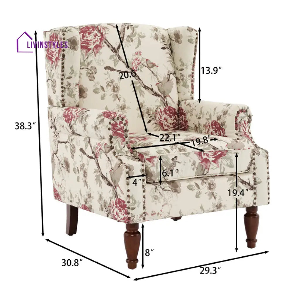 Saanvi Solid Wood and Fabric Arm Chair | Living Room Chair | Lounge Chair
