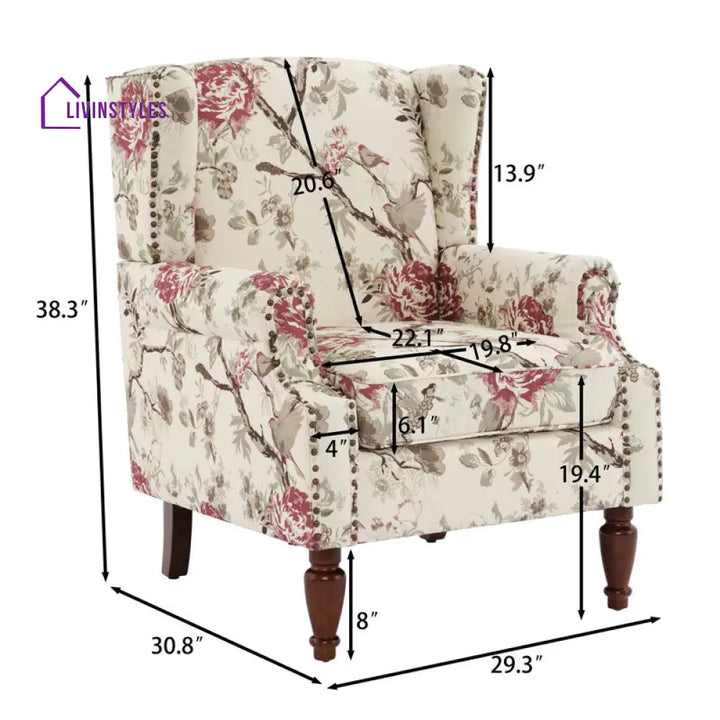 Saanvi Solid Wood and Fabric Arm Chair | Living Room Chair | Lounge Chair