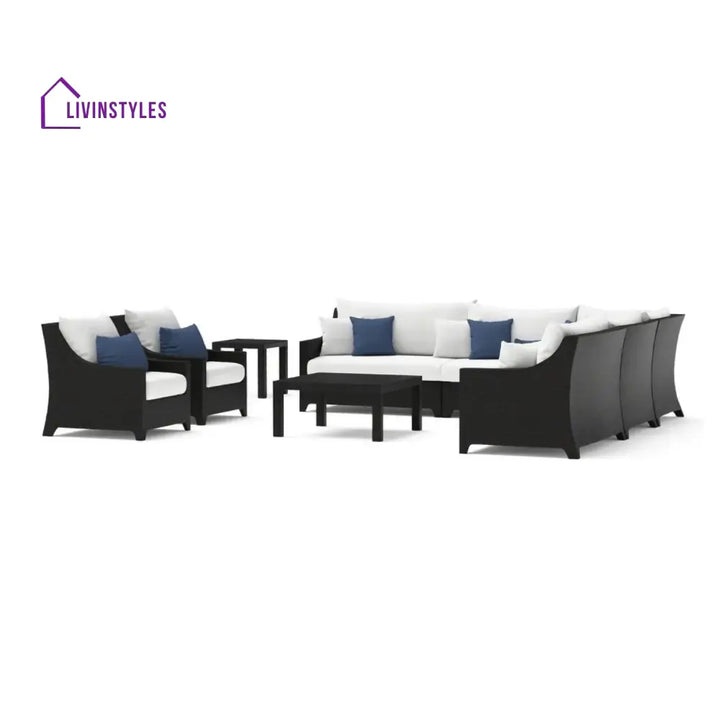 Saba All Weather Outdoor Wicker Garden L-Shape Sectional Conversation Set - Sofa Set