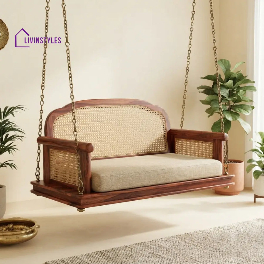 Sabine 2 Seater Wooden Swing for Home | Wooden Jhula for home