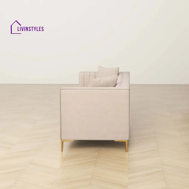 Sachin Beige Three Seater Sofa For Living Room
