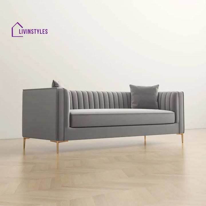 Sachin Light Grey Three Seater Sofa For Living Room