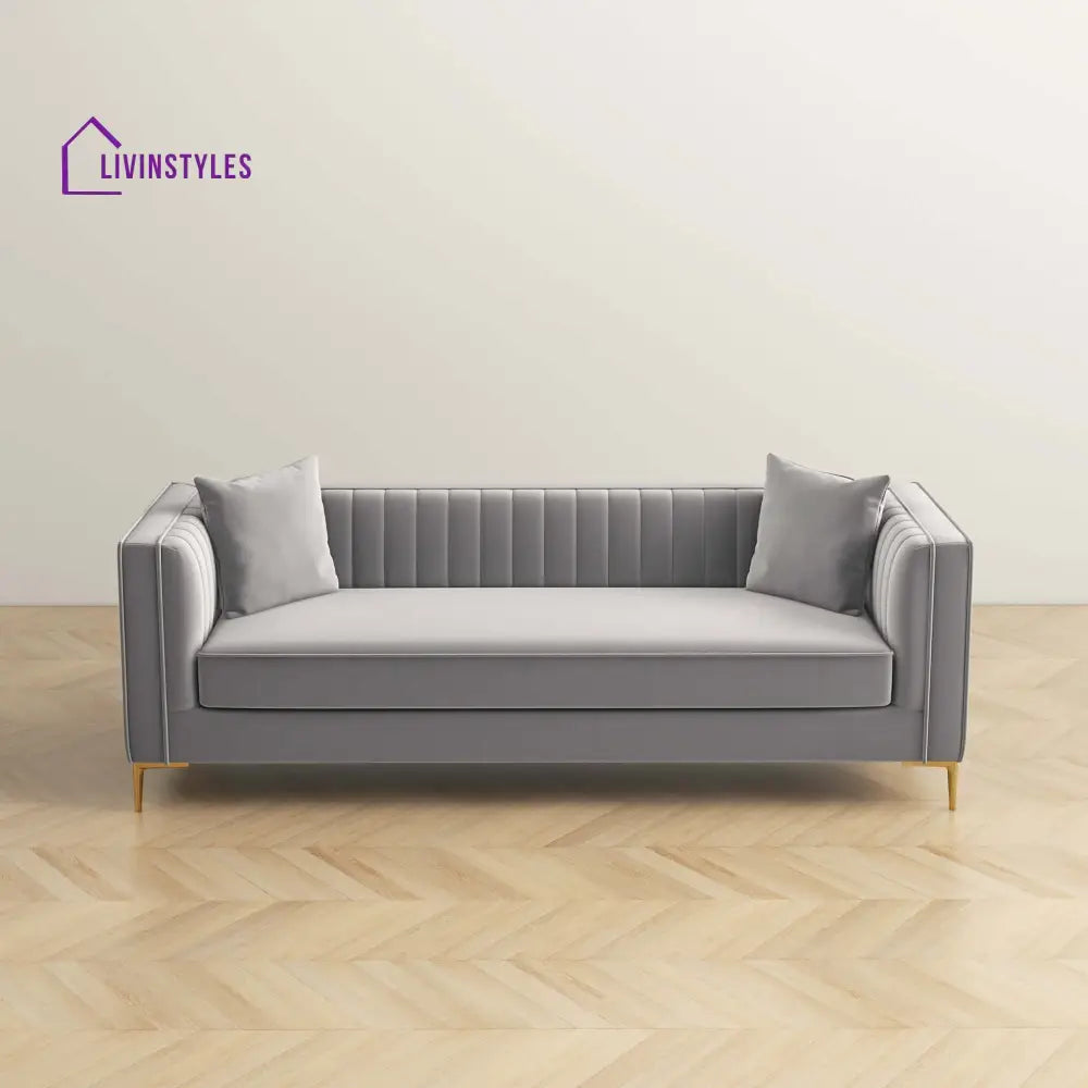 Sachin Light Grey Three Seater Sofa For Living Room