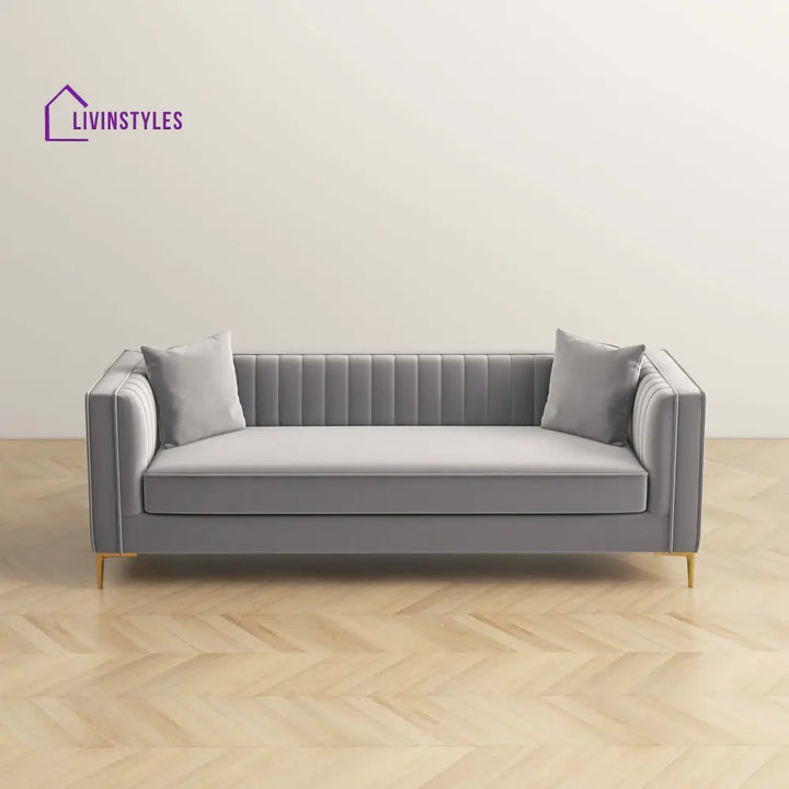 Sachin Light Grey Three Seater Sofa For Living Room