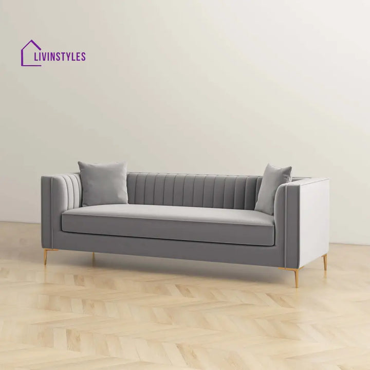 Sachin Light Grey Three Seater Sofa For Living Room