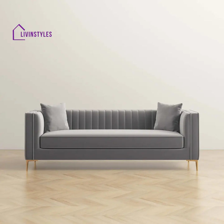 Sachin Light Grey Three Seater Sofa For Living Room
