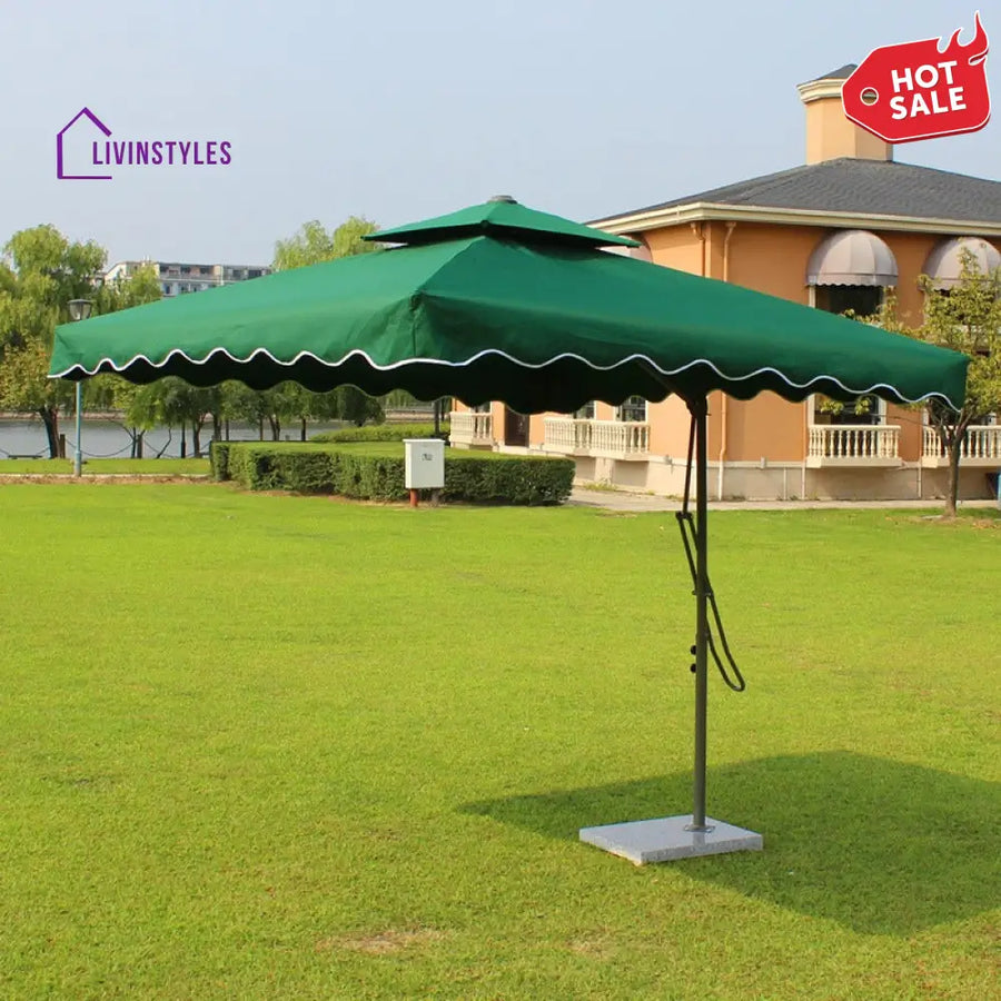 Sadik Marble Base Metal Frame Outdoor Umbrella - Green