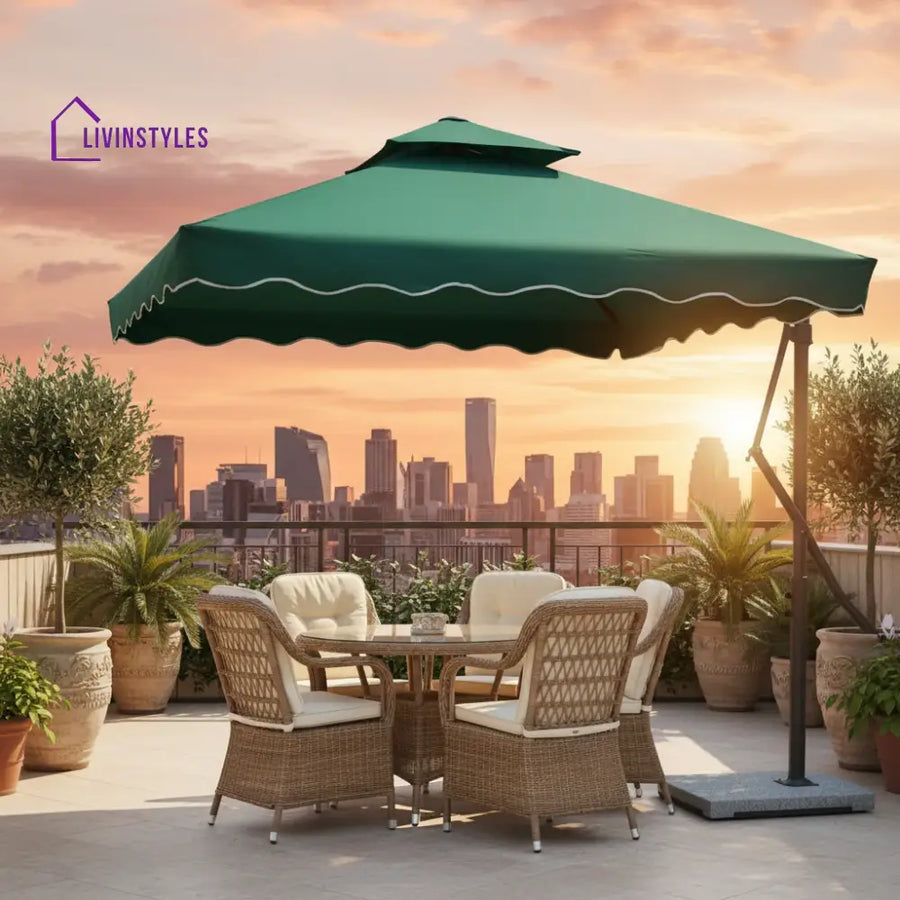 Sadik Marble Base Metal Frame Outdoor Umbrella - Green