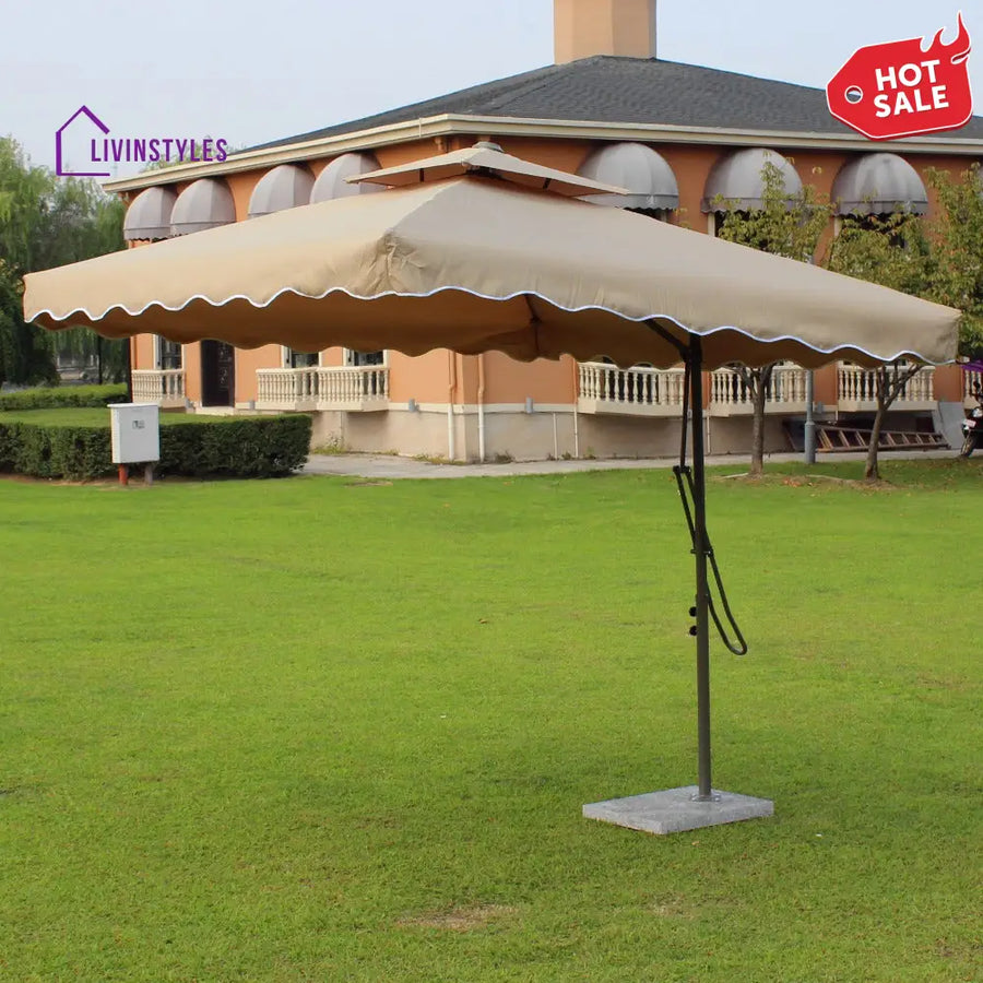 Sadik Marble Base Metal Frame Outdoor Umbrella - Khaki