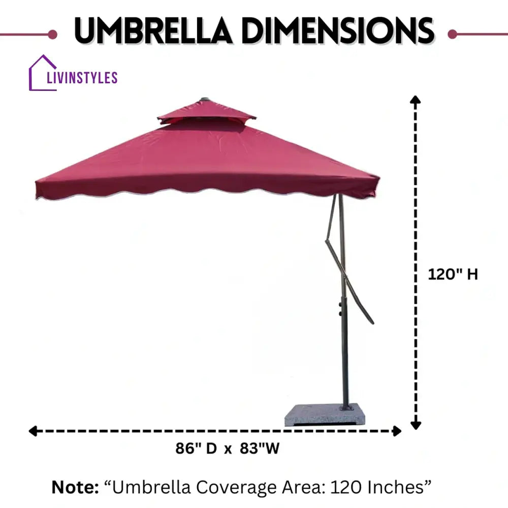 Sadik Marble Base Metal Frame Outdoor Umbrella - Maroon