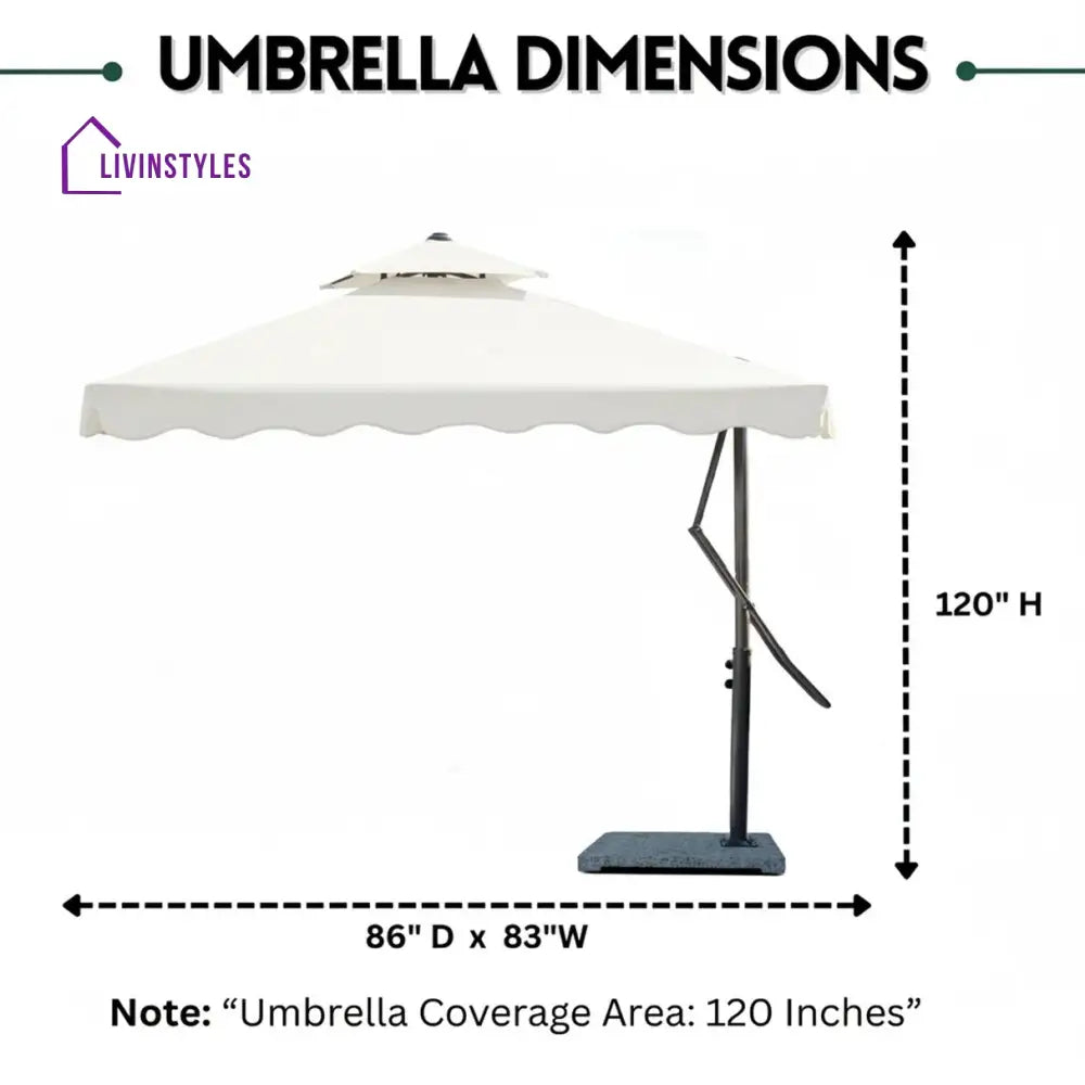 Sadik Marble Base Metal Frame Outdoor Umbrella - White
