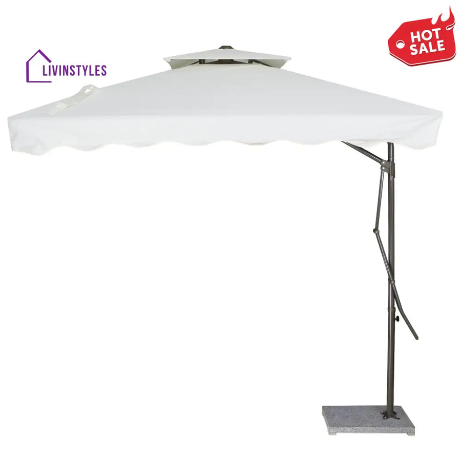 Sadik Marble Base Metal Frame Outdoor Umbrella - White