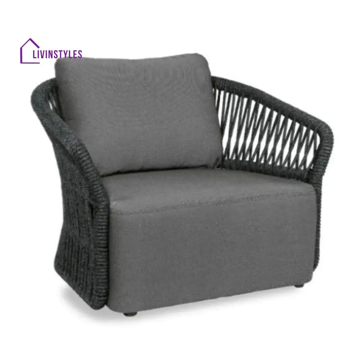Saeko 4-Piece Outdoor Braid & Rope Sofa Set (Grey) - Sofa Set