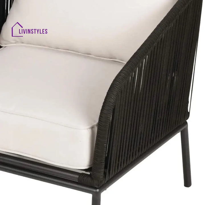Safiya 3 Piece Outdoor Rope Bistro Set (Black & White) - Patio Set