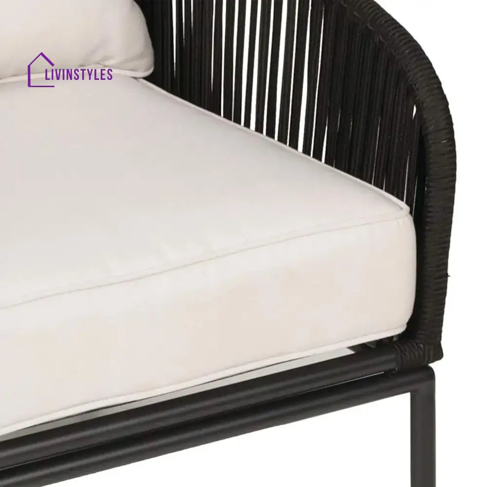 Safiya 3 Piece Outdoor Rope Bistro Set (Black & White) - Patio Set