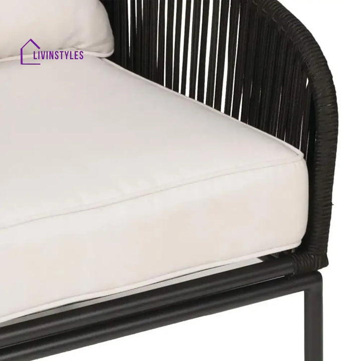 Safiya 3 Piece Outdoor Rope Bistro Set (Black & White) - Patio Set