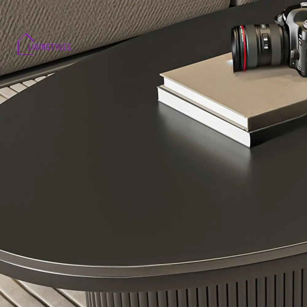 Sage MDF and Composite Marble Top Coffee Table for Living Room | Oval Shaped