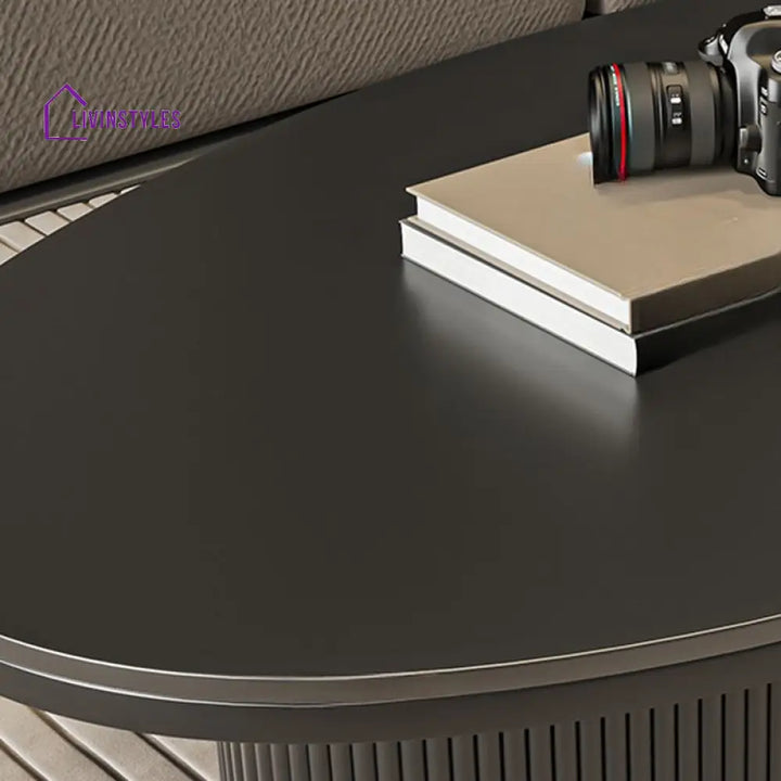 Sage MDF and Composite Marble Top Coffee Table for Living Room | Oval Shaped