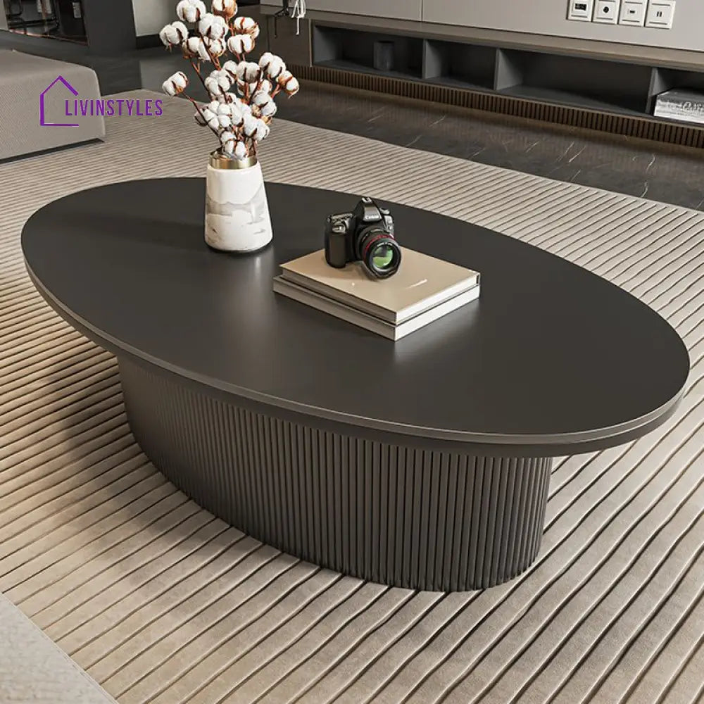 Sage MDF and Composite Marble Top Coffee Table for Living Room | Oval Shaped