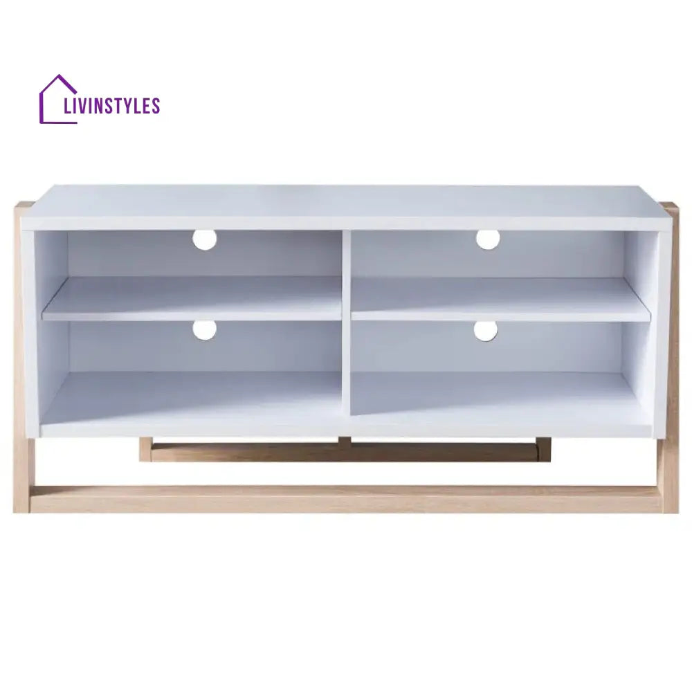 Sage White Finish Tv Unit Stand for Living Room
